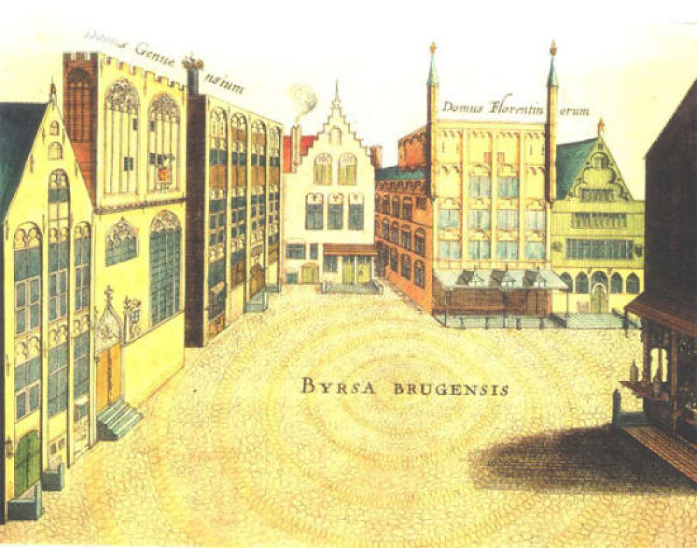 Площадь в Брюгге, где располагалась гостиница семьи Ван дер Бурсе и шли торги
